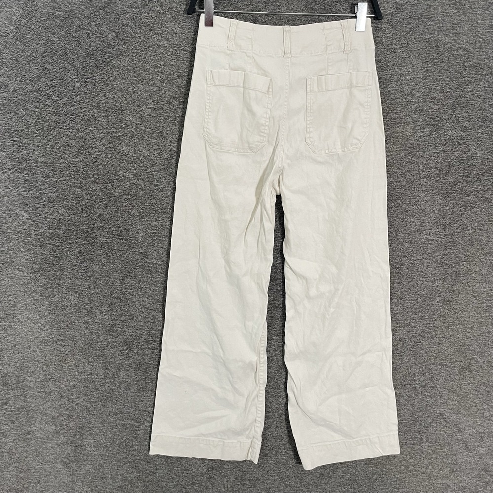 Maeve Anthropologie Pants Womens 26 White The Colette Wide Leg Cropped Linen - Picture 9 of 13